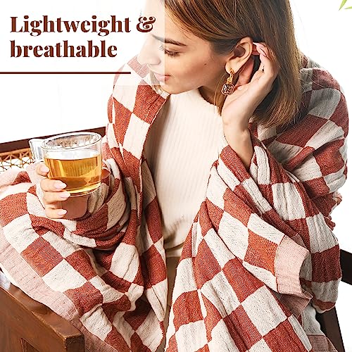 Folkulture Throw Blanket for Couch 50" x 60" | Cotton, Lightweight & Breathable Summer Blanket for Chair, Couch, Bed | Rust Comfort Throw Blankets for Living Room, Summer Must Haves, Graduation Gift - color: Rust