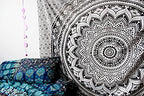 Popular Handicrafts Tapestry Wall Hanging Hippie Ombre Mandala Bohemian Hippy Psychedelic Design Indian Tapestries Bedspread 54 x 82 Inches (140cm x 210cm) Black Grey - color: Black Grey, size: 82"L x 54"W