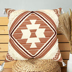 Alysheer Boho Tufted Decorative Throw Pillow Cover with Tassels Fringe 18''x18'', Cotton Velvet Reversible Woven Bohemian Style Cushion Case for Sofa Couch Living Room Gifts (Burnt Orange)