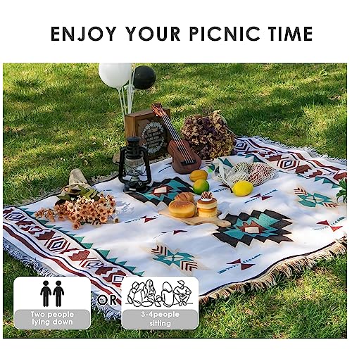 LumiSyne Cotton Woven Throw Blanket With Tassel Bohemian Tribal Ethnic Style Geometric Pattern Aztec Navajo Blanket Decorative Throw For Sofa Bed Armchair Camping Tapestry Tablecloths Carpet 160x130cm - color: Girl