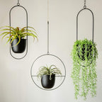 Boho Black Metal Plant Hanger,Metal Wall and Ceiling Hanging Planter, Modern Planter, Mid Century Flower Pot Plant Holder, Minimalist Planter for Indoor Outdoor Home Decor