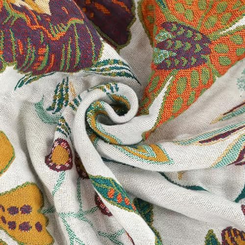 Bailix Boho Throw Blanket for Couch Sofa Bed, 100% Cotton Woven Quilt with Tassel 60”x80”, Super Soft Muslin Blanket with Floral Printed, Decorative Reversible Bed Blanket/Cover for All Seasons - color: I - Boho Floral, size: Twin-60" X 80"