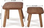 Natural Solid Wood Step Stool Wood Stool for Kids 11.7'' Sturdy Sitting Stool Wooden Step Stool for Adults Square Stool Wood Plant Stand Small Foot Stool with Four Detachable and Assembled Legs