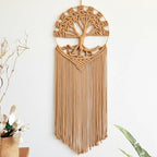 Sylfaen Tree of Life Macrame Wall Hanging - Boho Handmade Woven Tapestry - Dream Catcher Wall Decor Art Living Room - Macrame Tapestry Boho Decor for Bedroom (LightBrown)