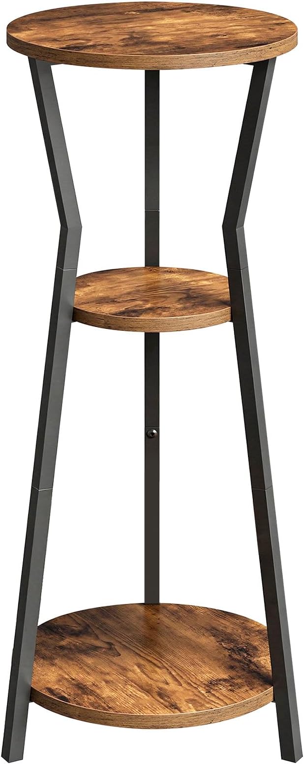 Plant Stand Indoor, 3 Tier Round Corner Plant Stand Indoor, Round Plant Holder Rack, 35" Tall Plant Shelf for Living Room, Balcony, Patio, Rustic Brown and Black PSHR0401