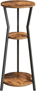 Plant Stand Indoor, 3 Tier Round Corner Plant Stand Indoor, Round Plant Holder Rack, 35" Tall Plant Shelf for Living Room, Balcony, Patio, Rustic Brown and Black PSHR0401