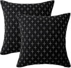 MIULEE Pack of 2 Decorative Burlap Linen Throw Pillow Covers Modern Farmhouse Vintage Pillowcase Rustic Woven Textured Cushion Cover for Sofa Couch Bed 18x18 Inch Black