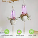 Grow Lights for Indoor Plants: Replacement Grow Light for Macrame Plant Hanger Full Spectrum Plant Light, with 3/9/12H Auto Timer Switch, 3 Colors,10 Dimming（GrowPro Spectrum）