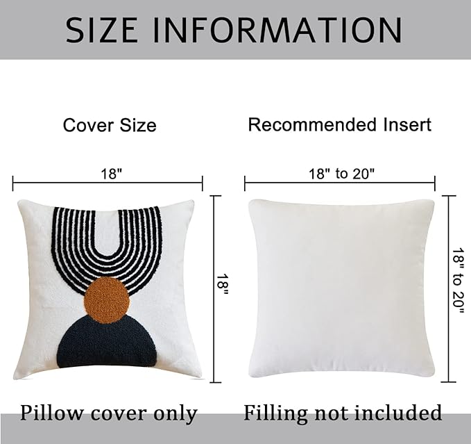 Boho Stylish Accent Throw Pillow Covers 18x18 Tribe Modern Round Arched Geometric Decorative Abstract Pillowcase for Bed Couch Living Room,1 PC,Tan and Black