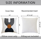 Boho Stylish Accent Throw Pillow Covers 18x18 Tribe Modern Round Arched Geometric Decorative Abstract Pillowcase for Bed Couch Living Room,1 PC,Tan and Black