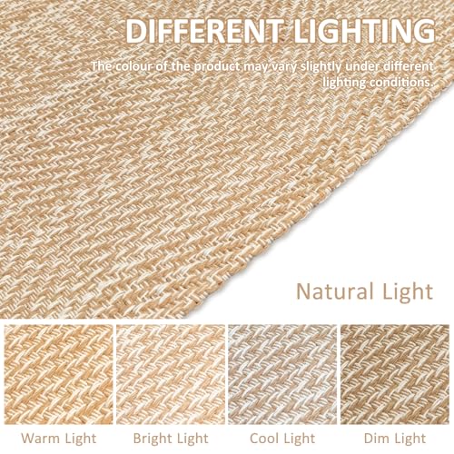 Washable Runner Rug 2x3 Ft Small Entryway Rug Indoor Door Mat Non Slip Front Door Rugs Indoor Braided Cotton Floor Carpet for Front Entrance Bathroom Kitchen Foyer, Khaki/Ivory - color: Khaki/Ivory, size: 2x3