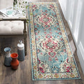SAFAVIEH Monaco Collection Runner Rug - 2'2" x 8', Light Blue & Fuchsia, Non-Shedding & Easy to Clean, Distressed Medallion Design, Ideal for Living Room, Bedroom, Dining Space (MNC243J) - color: Light Blue/Fuchsia, size: 2'2" x 8' (Runner)