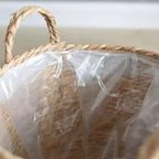 Seagrass Handmade Wicker Planter Basket with Handle for Indoor Plants Pot, 11.8 inch Multipurpose Hand Woven Storage Basket Flower Pot for Home Decor, Living Room Storage Basket (11.81''X10.63'')