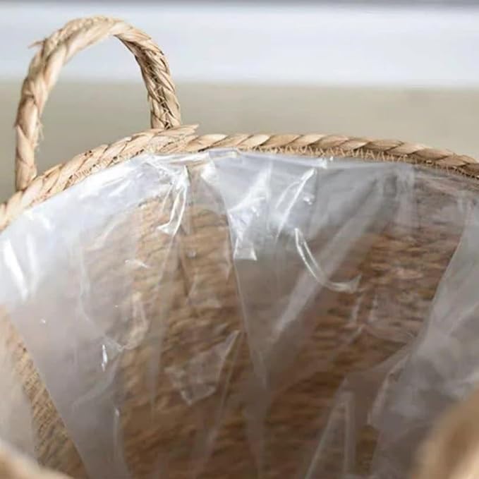 Seagrass Handmade Wicker Planter Basket with Handle for Indoor Plants Pot, 11.8 inch Multipurpose Hand Woven Storage Basket Flower Pot for Home Decor, Living Room Storage Basket (11.81''X10.63'')