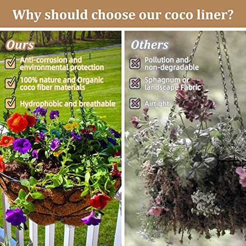 Legigo 6 Pack 12 Inch Hanging Basket Coco Liners Replacement, 100% Natural Round Coconut Coco Fiber Planter Basket Liners for Hanging Basket Flowers/Vegetables - color: 6pcs, size: 12 Inch