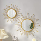 Gold Mirrors for Wall - Metal Sunburst Wall Mirror Room Decor & Home Decor, Boho Mirror Wall Decor Gifts for Women & Moms (Small, Sun Flower)