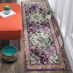 SAFAVIEH Monaco Collection Runner Rug - 2'2" x 6', Violet & Light Blue, Non-Shedding & Easy to Clean, Distressed Medallion Design, Ideal for Hallway, Foyer, Entryway, Kitchen, Bedroom (MNC243L) - color: Violet/Light Blue, size: 2'2" x 6' (Runner)