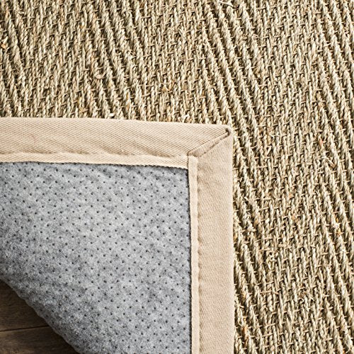 SAFAVIEH Area Rug 10x14 - Natural Fiber Collection - Large - Natural & Beige, Seagrass, Herringbone Pattern with Border (NF115A) - color: Natural/Beige, size: 10' x 14' (Rectangular)