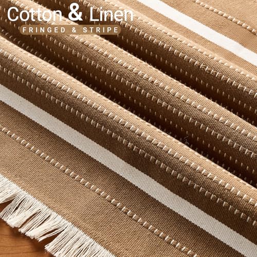 Vintage Decor Brown Decorative Throw Pillow Cover 18x18 with Tassels 1 Pack, Boho Home Decor Brown Plaid Pillow Covers 18 x 18, Modern Farmhouse Cotton Woven Throw Pillows for Living Room and Couch - color: Brown (With Tassels), size: 18" x 18" (Pack of 1