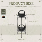 Plant Stand Indoor Outdoor, 2 Tier 27" Tall Metal Plant Stand Shelf, Heavy Duty Flower Pot Shelf for Corner, Patio, Garden, Office, Living Room