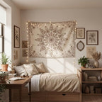 Accnicc Boho Floral Mandala Tapestry Wall Hanging Bohemian Beige Flower Tapestry Aesthetic Hippie Indian Small Tapestries for Bedroom Living Room Dorm Decor 48 x 36 Inch