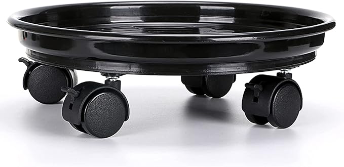 2Pcs Plant Caddy,Planter Pot Mover, Plant Pot Pallet Dolly Caster with Universal Wheels, Round Movable Planter Dolly Trolley Tray Pallet Outdoor Indoor Tree Flower Stand Planter (13 inch+2pcs+black)