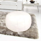 Unstuffed Pouf Foot Stool Round Decorative Leather Ottoman Cushion Storage seat or for Resting Your Feet on, Floor Chair Foot Living Room Bedroom Kids Room and Wedding (White)