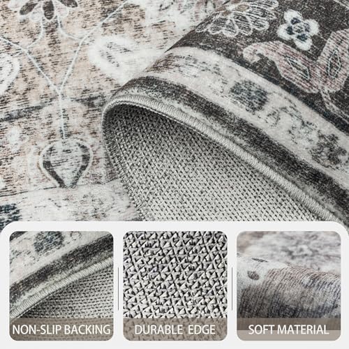 5x7 Area Rugs, Soft Non Slip Low Pile Washable Rug, Boho Modern Rug for Living Room, Bedroom, Dining Room, Brown - color: Brown, size: 5' x 7' (Rectangular)