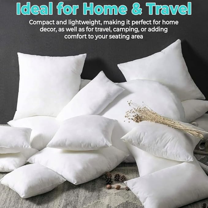 Throw Pillow Inserts (Set of 2, White), 16x16 Inches - Premium Cushion Fillers for Sofa, Bed, and Home Décor (16x16 Inch (Pack of 2))