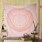 raajsee Rose Gold Elephant Mandala Tapestry For Bedroom - Indie Boho Trippy Wall Hanging 30x40 Inches - color: Rose Gold Ombre, size: 40"L x 30"W