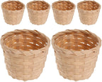 Kichvoe Bamboo Storage Basket Mini Woven Organizer 3.54X3.54X2.95In Small Wicker Container for Kitchen Picnic Flower Display Home Decor