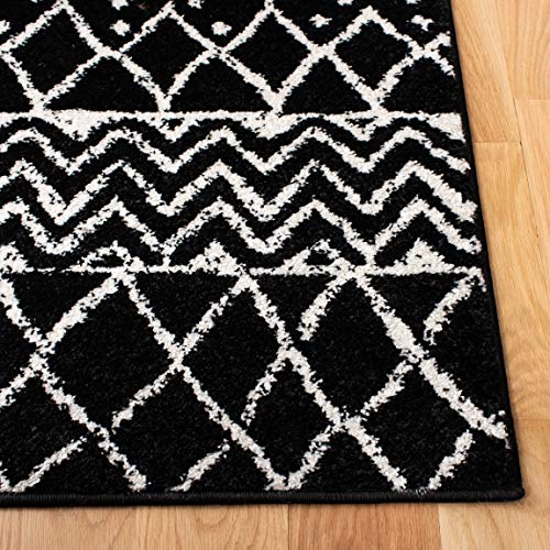 SAFAVIEH Tulum Collection Accent Rug - 2' x 5', Black & Ivory, Moroccan Boho Distressed Design, Non-Shedding & Easy to Clean, Ideal for Front Door, Kitchen, Entryway, Foyer (TUL270Z) - color: Black/Ivory, size: 2' x 5' (Rectangular)