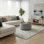 30 Inch Round Storage Ottoman Coffee Table, Modern Boucle Ottoman with Lift-Off Lid and Solid Wood Legs for Living Room, Bedroom, Corners, Apartments (Light Grey)