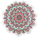 Benefeet Sox Large Mandala Beach Towel Round Microfiber Circle Beach Towels Bohemian Roundie Beach Blanket Quick Dry Beach Throw Blanket Sand Free Pool Towels, 59 Inches Pink Multi - color: Mandala, Pink Multi