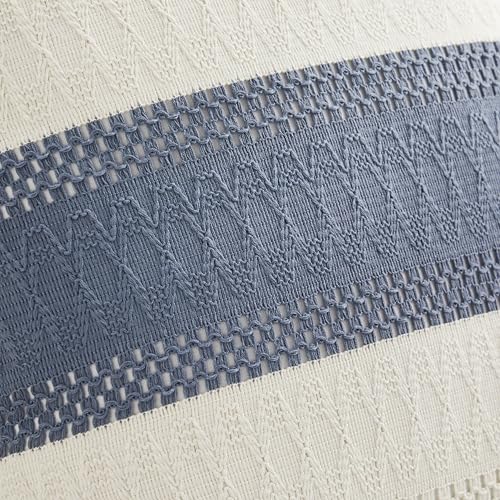 Soft Cotton Boho Throw Pillow Covers Set of 2, Natural White/Contrast Blue 22x22 Inch, Blue Farmhouse Decorative Cushion Covers for Sofa Bed Living Room Home Decor - color: Natural White/Contrast/Blue, size: 22" x 22" (Pack of 2)
