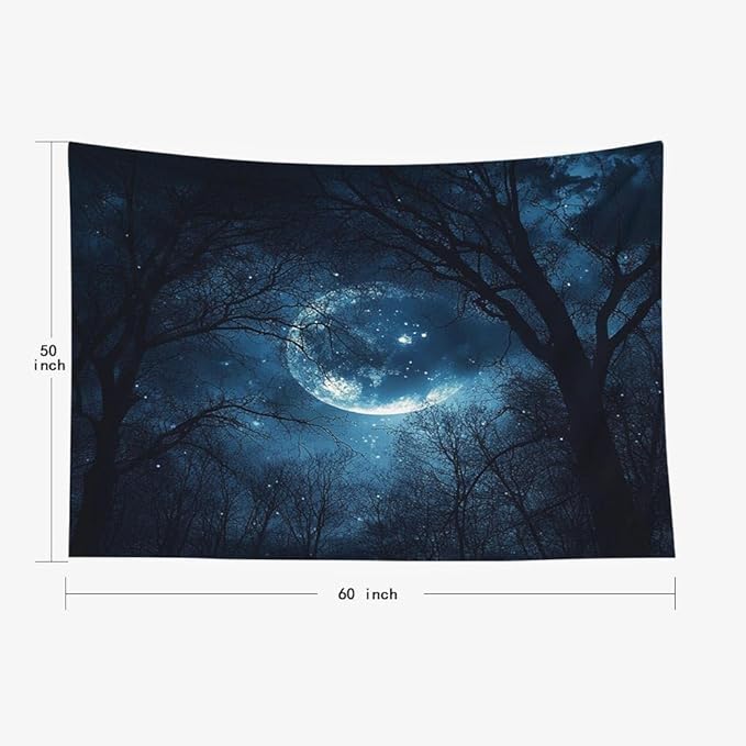EMMTEEY Forest Tapestry Starry Sky Night Forest 60X50 Inch Ceiling Tapestry Wall Art Hanging Tapetries for Bedroom Living Room Dorm Décor