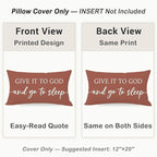 Decorative Throw Pillow Covers 12x20 Inch Set of 2 – Rust Christian Lumbar Pillowcase – Give It to God and Go to Sleep/Relax God’s Got This – Cozy Fall Thanksgiving Bedroom Bed Decor