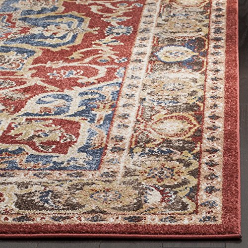 SAFAVIEH Bijar Collection 2'3" x 12' Red / Royal BIJ605R Traditional Oriental Distressed Non-Shedding Living Room Bedroom Runner Rug - size: 2'3" x 12' (Runner)