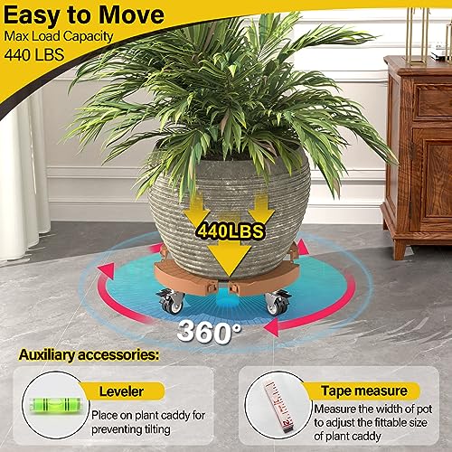 Goovilla Plant Stand with Wheels Heavy Duty, 2Pack Adjustable 15-22 Plant Caddy with Lockable Caster Wheels 440LBS, Rolling Plant Stand/Dolly/Roller for Indoor Outdoor Large Planter, Flower Pot,Khaki - color: Khaki