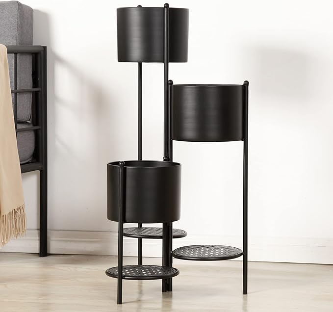 SSS Furniture Corner Plant Stand Indoor Metal, 6 Tier 6 Potted Outdoor Flower Pot Stands Holder Shelves for Living Room, Potted Storage Shelf Rack, Decorative Holder Rack for Multiple Plants (Black)