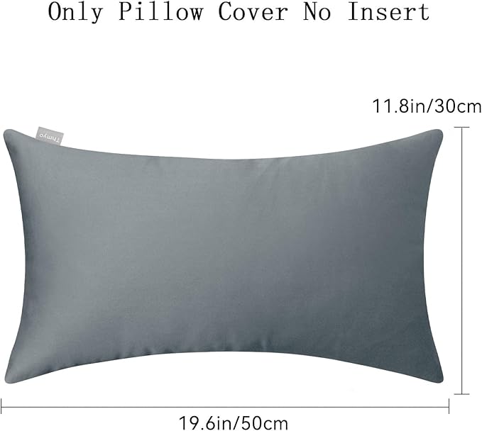 4-Pack 100% Cotton Lumbar Comfortable Solid Decorative Throw Pillow Case,Thmyo Rectangle Cushion Cover Pillowcase Sublimation Blank Pillow Covers DIY Throw Pillowcase(12x20inch/30x50cm, Dark Grey)