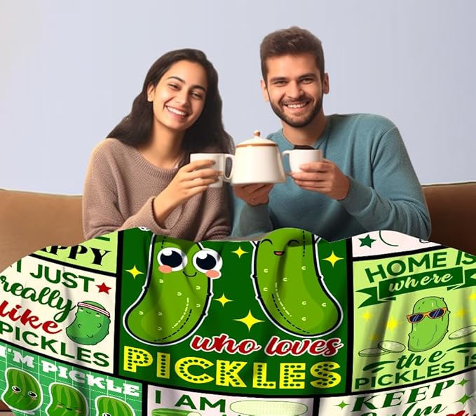 Pickle Blanket Funny Gift for Girl Women,Soft Flannel Pickles Merch Throw Blankets Best Pickle Lovers Present Birthday Gifts Pickles Stuff Blanket for Boys Kids Adults 50"x40"