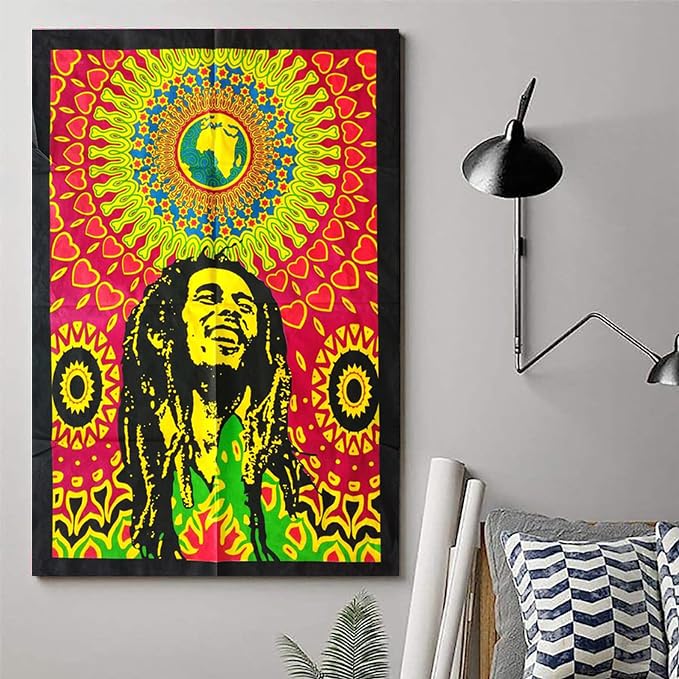 Rastogi Handicrafts Guitar 40" X 30" Poster Size Tapestry Decorative Indian Dorm Decor Cotton Tapestry Indian Multi Colored Wall Poster Indian Deity (RH-145) - color: Rh-145