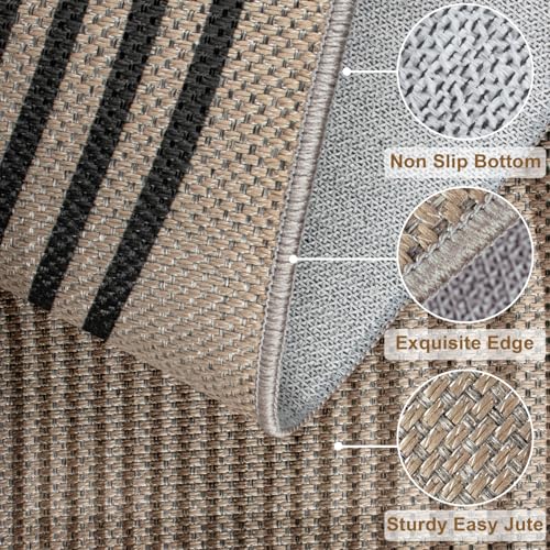 Rugalia Easy Jute Rainbow Entryway Rug, 2x3 Washable Non-Slip Indoor Outdoor Doormat, Neutral Boho Farmhouse Small Kitchen Rug Modern Abstract Throw Rugs for Entrance Bedroom Bathroom - color: Nature Rainbow, size: 2' x 3' (Rectangular)
