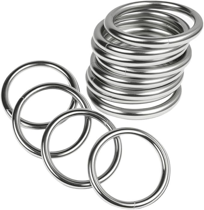 Ewparts Metal O Ring 1.5 inch Solid Metal Rings for Crafts 1.5 in 12 Pack 4mm Thick Heavy Duty 1 1/2 inch Welded O Rings Macrame for Sewing,Dog Leash,Dog Collor,Macrame Plant Hanger