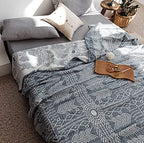 MEJU Indian Boho Muslin Lightweight Summer Blanket for Bed Sofa Couch, 100% Combed Cotton 3 Layer Soft Warm Quick Dry Throw Blanket Bed Coverlet Sheet (Boho, Twin 60 in X 80 in - color: Boho, size: Twin 60 in x 80 in
