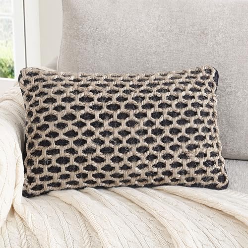 Boho Living Jada Premium Woven Design, Decorative Throw, Living Room Décor, (1) 12" x 20" Pillow Cover, Black - color: Black, size: (1) 12" x 20" Pillow Cover
