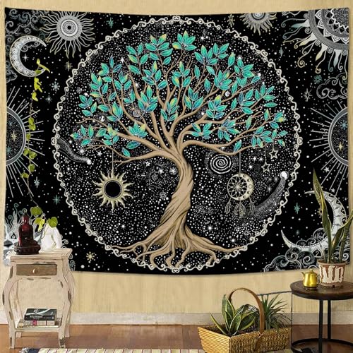 Spenlife Tree of Life Tapestry Green Tapestry for Bedroom Spiritual Aesthetic Tree Tapestries Aesthetic Tapestries Wall Hanging for Bedroom Green 36×48 Inches - color: Green Khaki, size: 48"L x 36"W