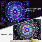 Amonercvita Blacklight Tapestry Trippy Mandala Tapestries UV Reactive Galaxy Stars Tapestry Psychedelic Neon Tapestries Wall Hanging Hippie Black Light Poster for Bedroom - size: 51.2"L x 59.1"W