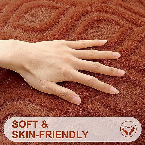 decorUhome Throw Pillow Covers 18x18 Inch Set of 2, Soft Plush Faux Wool Rust Solid Couch Pillow Covers, Accent Farmhouse Neutral Square Pillow Cases for Sofa Bed Living Room - color: Rust, size: 18" x 18" (Pack of 2)